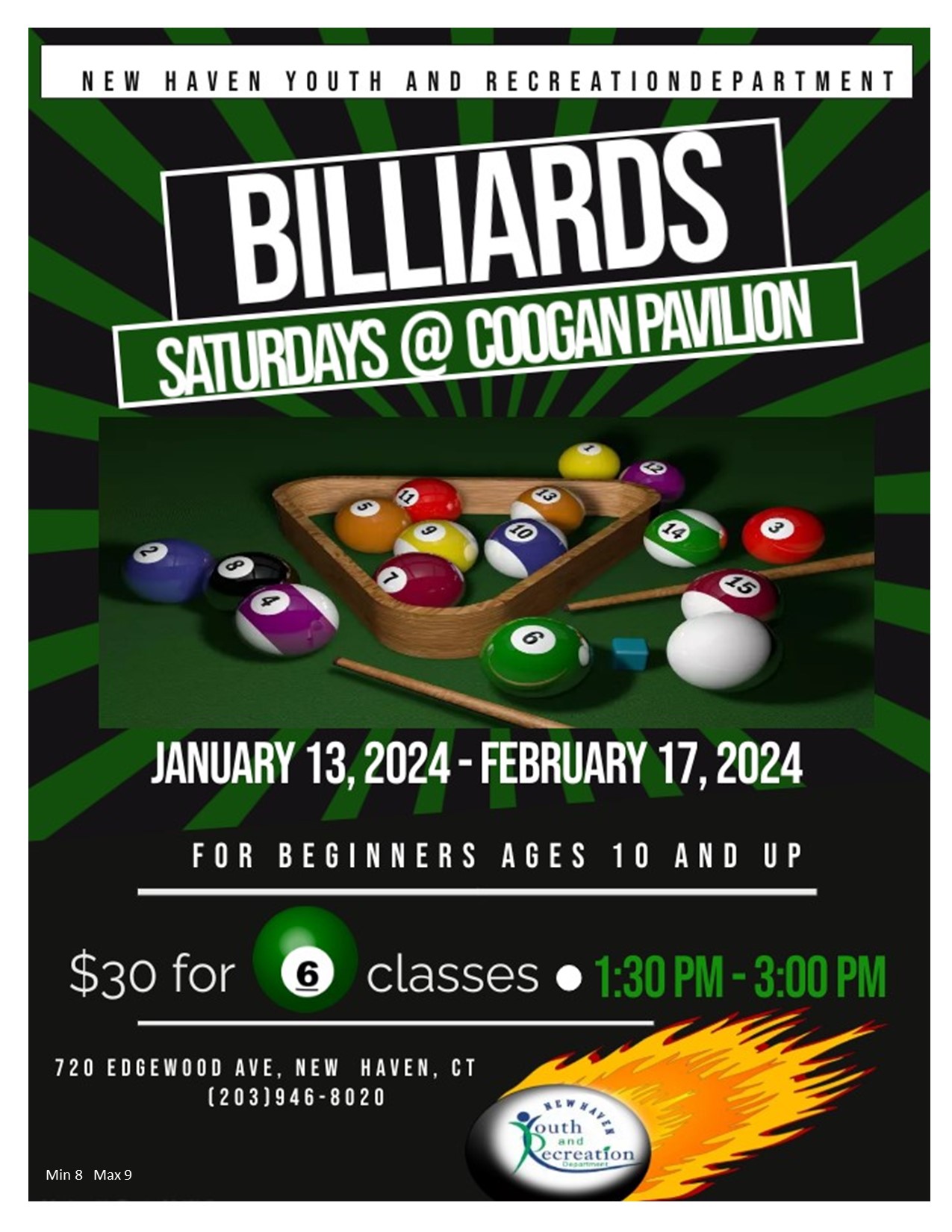 Billiards at Coogan winter 2024 flyer